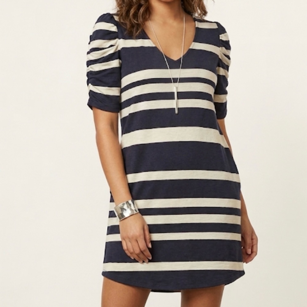 Anthropologie Deletta Navy and Off White Striped Dress
